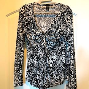 Black and white polyester spandex top